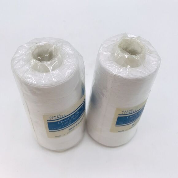 2 Overlock Thread Spools for Overlock/Serger Sewing Machine White 3000 Yard Each - Picture 2 of 5